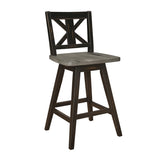 Counter Height Chairs Set of 2, Black X-Back 360-degree Swivel Chair Solid Rubberwood Kitchen Dining B011P194598