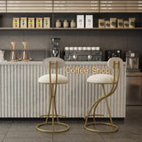 Round Bar Stool Armless Velvet Barstools with Back Set of 2 Upholstered Counter Chair for Dining 79864204