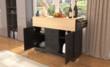 K&K 55.7'' Large Kitchen Island with 2 Drop Leaf,, Rolling Kitchen Cart on 5 Wheels with Power N707P186617B