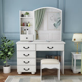 Fashion Vanity Desk with Mirror and Lights for Makeup, Vanity Mirror with Lights and Table Set with W509120067