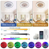 19 Inch RGB Dimmable Led Enclosed Ceiling Fan with Light Flush Mount Bladeless 6 Speed Remote 23895230
