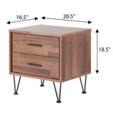 ZNTS Walnut 2-Drawer Accent Table with Hairpin Legs B062P181398