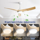52 Inch Modern Ceiling Fan with 18W LED Light and Remote Control 3 ABS Blades DC Motor for Bedroom W934P285765