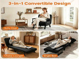 3-in-1 Convertible Sofa Bed, Adjustable Backrest Folding Sleeper Chair with Pillow, Metal Frame 67534860