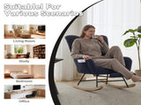 Teddy Fabric Wingback Glider Rocker & Ottoman Set, Nursery Nursing Rocking Chair with Side Storage 23736563