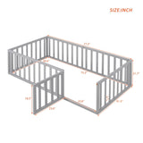 Twin Size Wood Daybed Frame with Fence, Gray WF299299AAE