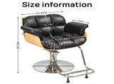 Black Barber Salon & Spa Chair for Hair Stylist with Hydraulic Pump Wooden Beauty Styling Chair for T6686P605582