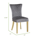 Eva 2 Piece Gold Legs Dining Chairs Finished with Velvet Fabric in Gray B00960893