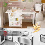 4-in-1 Folding Sewing Table with Lockable Wheels Multi-Functional Craft Station, End Table, W2700P311798