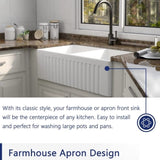 Fireclay 33" L X 20" W Double Basin Farmhouse Kitchen Sink With Grid And Strainer JYCAD8229WH