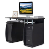 115* 55*74cm 15mm MDF Portable 1pc Door with 3pcs Drawers Computer Desk Black 47232081