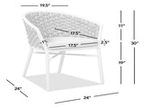 Rowan 24" Rope Barrel Back Patio Dining Chairs, Set of 2, Optic White Acrylic B2719P245966