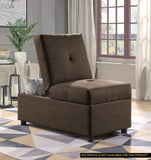 ZNTS Brown Color Stylish 1pc Storage Ottoman Convertible Chair Foam Cushioned Fabric Upholstered Solid B01166424