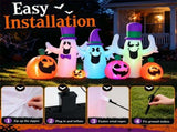 8FT Halloween Inflatable Ghost Pumpkin with RGB Flashing LED Lights, Weatherproof Polyester Yard 94958875