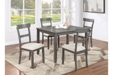 Classic Stylish Gray Natural Finish 5pc Dining Set Kitchen Dinette Wooden Top Table and Chairs B011P149000