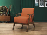 Modern Home Furniture Orange Color Fabric Upholstered 1pc Accent Chair Cushion Back and Seat Walnut B01172865