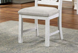 ZNTS Lavish Design Distressed White 2pcs Dining Chairs Only, Gray Padded Fabric Seat Dining Room Kitchen B011111836