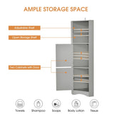 Tall Bathroom Corner Cabinet, Freestanding Storage Cabinet with Doors and Adjustable Shelves, MDF WF293800AAG