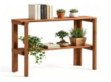 Natural Wood Folding Storage Shelf, Slatted Drainage Design Portable Display Rack for Indoor Outdoor 71835974