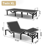 Adjustable Bed Frame with Massage Head & Foot Incline Twin XL Size Wireless Remote, two types of USB W1038P268075