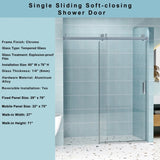56" - 60" W x 76" H Frameless Soft-closing Single Sliding Shower Door, 1/4" Tempered Glass W1573P198749