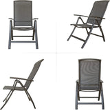 Folding Patio Chairs Set of 2, Aluminium Frame Reclining Sling Lawn Chairs with Adjustable High W1859109923