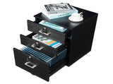 FCH Black Wood Grain Density Board Three Drawers Wooden Filing Cabinet 38131424
