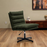 ZNTS Green Teddy Fabric 360&deg; Swivel Accent Chair, Cross Legged Office Chair, Adjustable Armless Wide Home W1164P239088