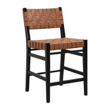 24.25'' Classic Counter Stools Set of 2,Brown PU Counter Stools with rubberwood Frame,Leather 74690.00BRN