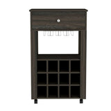 ZNTS Espresso 1-Drawer 12-Bottle Wine Cabinet Carbon B06279977