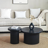 Modern Round Coffee Table Set Dual Table Combination with Unique Fluted Table Leg Design, Stylish W2729P199131
