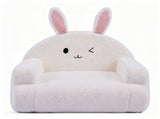 Kids Armchair Toddler Reading Sofa, Full Compression, Teddy Velvet Cute White Rabbit Shape Kids Sofa 66631324