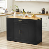 53 inch Large Kitchen Island with Trash Can Storage Cabinet, Islands Table with Drawer and W1820P266160