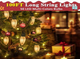 100FT 50 LED Indoor Outdoor Christmas String Light for House Roof Patio Tree, Warm White 32970301