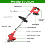 Powerful 8000 rpm telescopic weed trimmer/barbedless lawn mower/brush trimmer with 37 to 50.4 14369471