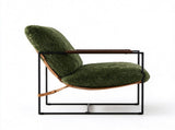 28 Inch Extra Wide Sling Accent Chair, Fully Disassembled, Rubber Wood Armrest, Metal Iron Frame, 63766309