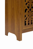 Hand-Carved Arched, Solid Wood Storage with Open Shelf & 2 Doors, Tall Narrow Accent W3123P485765
