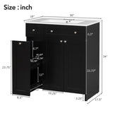 ZNTS 30-Inch Black Bathroom Vanity with Ceramic Sink Combo, Abundant Storage Cabinet - 2 Soft-close Doors WF532032AAB