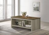 Nyla 43"W Gray Oak Coffee Table with Open Shelves Front and Back B061P234542