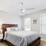 ZNTS 52 Inch Modern White Ceiling Fan with 18W LED Light and Remote Control 3 ABS Blades Noiseless W934P285766