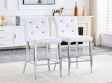 A set of 2 white vintage crocodile bar chairs, featuring crystal clasp design and synthetic W3875P383095