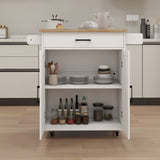 ZNTS Kitchen island rolling trolley cart with Adjustable Shelves & towel rack & seasoning rack rubber 06552763