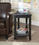 ZNTS Contemporary Black Finish Chairside with Lower Shelf Wedge Shape Wooden Furniture 1pc Side B011P175355