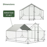 ZNTS 10 x 13ft Outdoor Large Metal Chicken Run Coop with 1 piece of Waterproof Cover, Garden Backyard 75157167