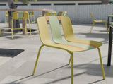 Summer - 4-Pack Modern Striped Color Block Chairs Indoor/Outdoor PP Plastic Seat & Sturdy Metal W3450P447384