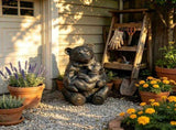 19'' Antique Bronze Mother And Cub Bear Statue, Realistic Animal Figurine Decor, Outdoor Garden W5709P565685