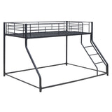 ZNTS Metal Floor Bunk Bed, Twin XL over Queen, Black MF309470AAB