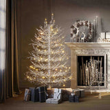 4FT Pre-lit Aspen Fir Artificial Christmas Tree, Hinged Xmas Tree 280 Snow Flocked Branch Tips, 230 61328301