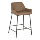 Daniella Industrial Counter Stool in Black Metal and Espresso Faux Leather by LumiSource - Set of 2 B202P221715