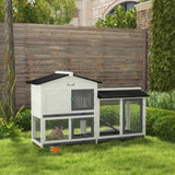 ZNTS 62" Rabbit Hutch, Wooden Bunny Hutch, Guinea Pig Cage, Small Animal Enclosure with Run Area, 32469673